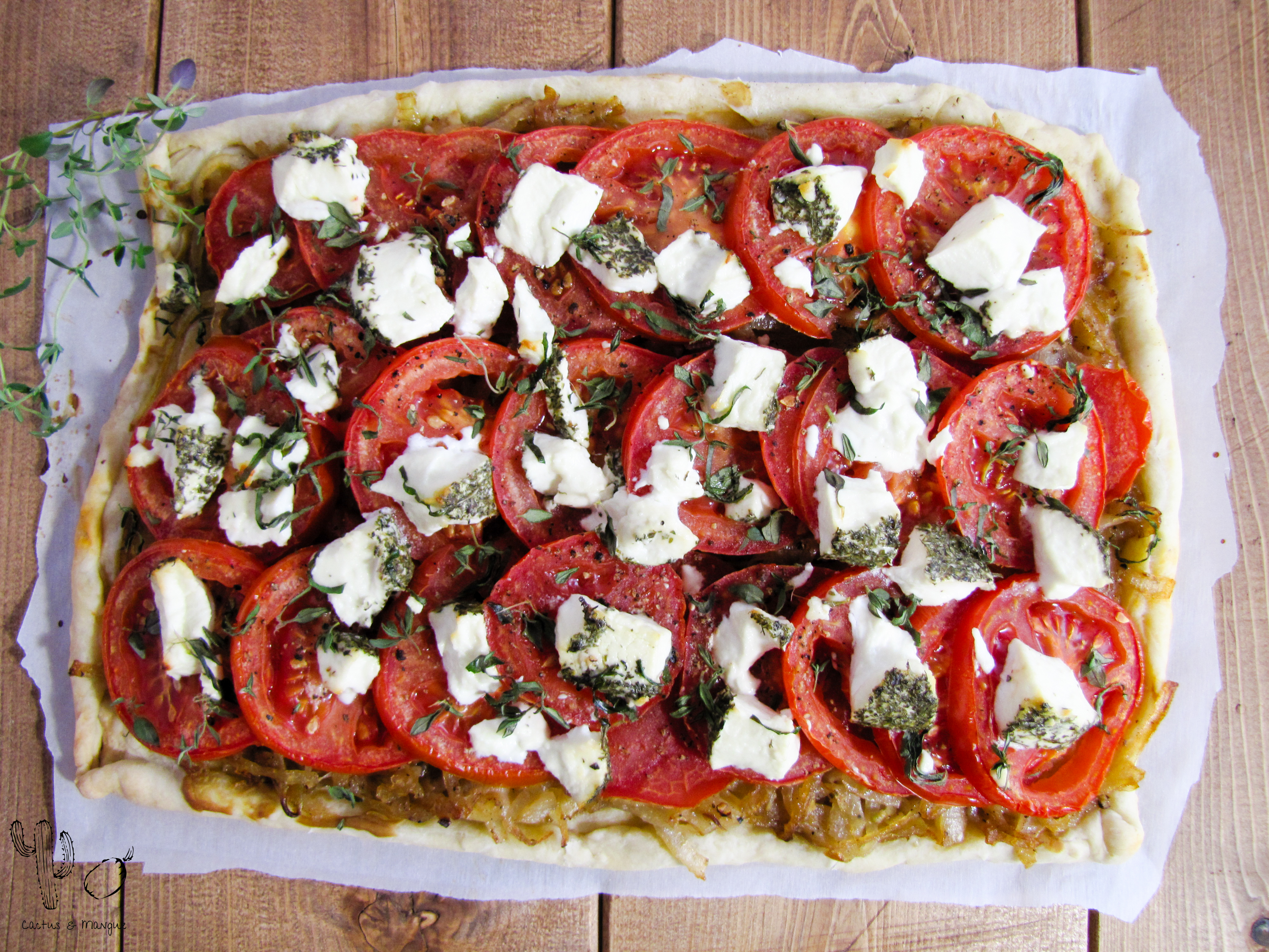 Tarte aux tomates et fromage de chèvre Cactus Mangue